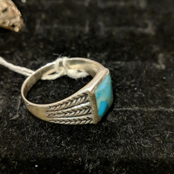 Green Arizona Mohave Turquoise 925 silver, size 12 - Picture 3 of 4
